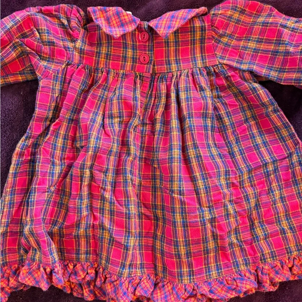 Vintage 90s 2T Cotton Collared Dress by Chicken Noodle Plaid Easter school photo